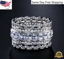 Gorgeous Women Jewelry 925 Silver Plated Rings Cubic Zirconia Wedding Size 6-10