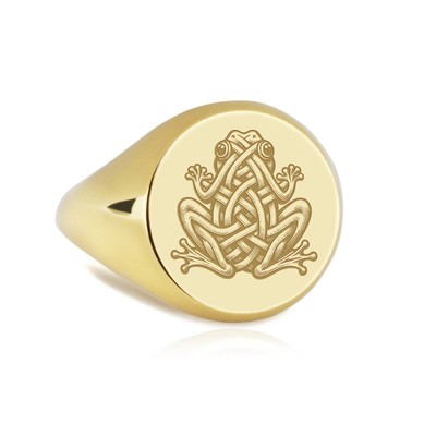 14K Gold Celtic Frog Ring, Toad Jewelry, Amphibian Charm, Lake Animal Signet