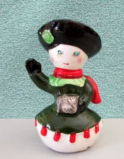 Vintage Kreiss Snow Woman Lady Salt Shaker Blue Rhinestone Eyes Muff Chip Read!