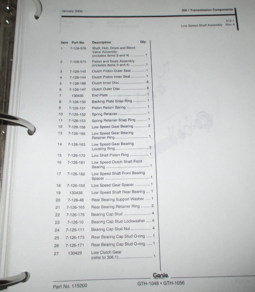 Genie GTH-1048 и GTH-1056 телескопический погрузчик вилочный погрузчик каталог деталей руководство книга - Изображение 3 из 4