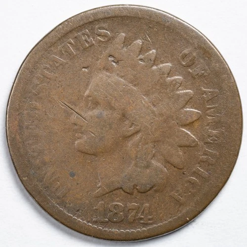 1874 Indian Head Penny Cent Good (G) Details