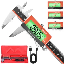 Preciva Digital Caliper, Rechargeable 6 inch Vernier Caliper with Large LCD S...