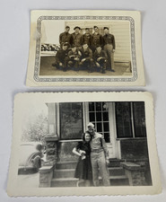 Vintage WWII Army Photos Lot Of 2 Solders At Camp And Soldier At Home With Wife