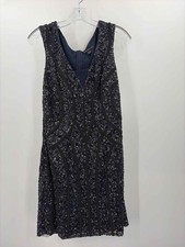 Pre-Owned Aidan Mattox Navy Size 6 Beaded Cocktail Short Evening Gown