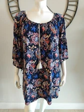 Naif Floral Printed Dress Off The Shoulder Bell Sleeve Plus Women's Size 1X