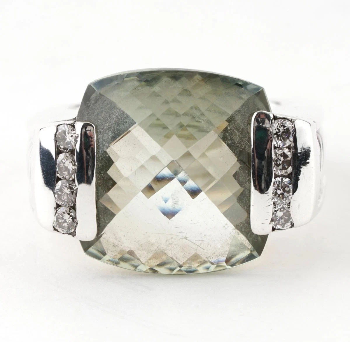 David Yurman 925 シルバー 大粒プラジオライト リング David Yurman Sterling Silver Green Amethyst/Prasiolite Ring