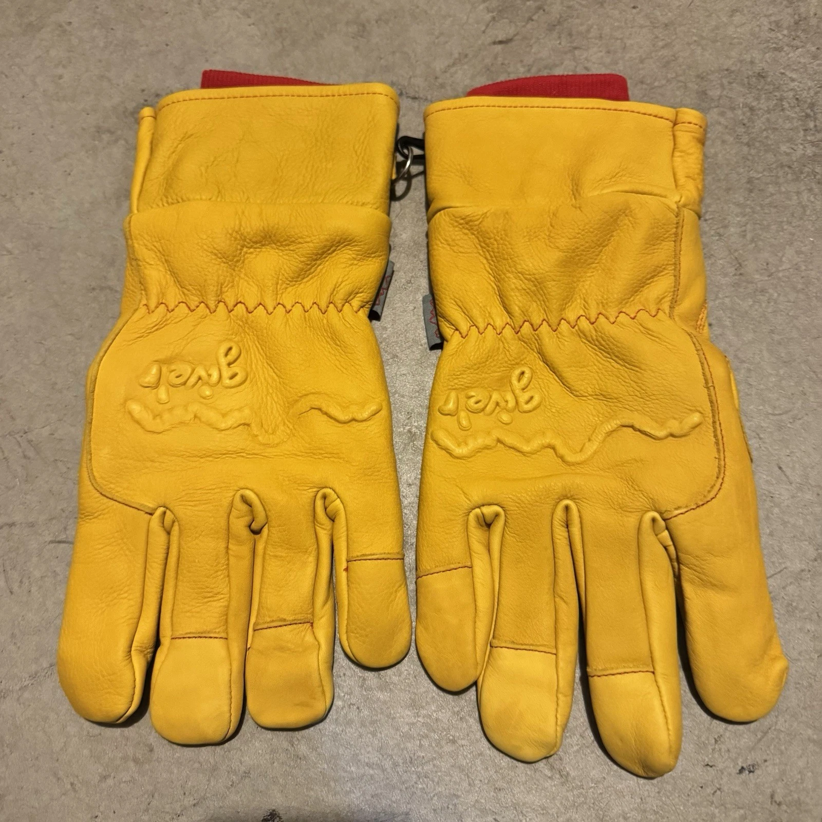 Give'r 4 Season Leather Red Lined Gloves Sz M Hipora Work Weather Proof