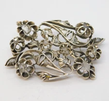 George III Sterling Silver Old-Cut Diamond Set Floral Brooch Antique c1780