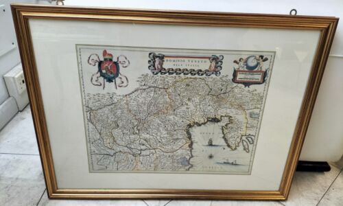 Carta geografica mappa Dominio veneto nell&#039;Italia Anno 1640 Joan Blaeu Ristampa