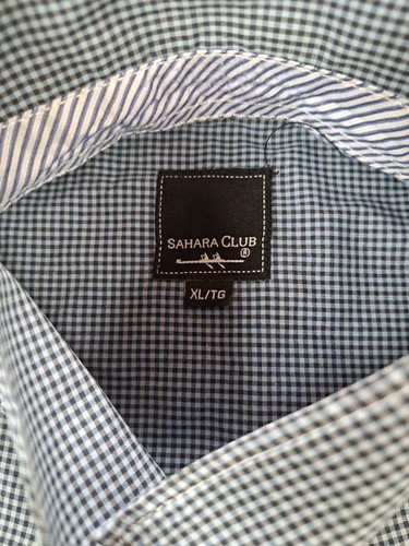 Sahara Club Shirt Size XL Blue Check Long Roll Tab Sleeve Pockets Button Up - Picture 2 of 9