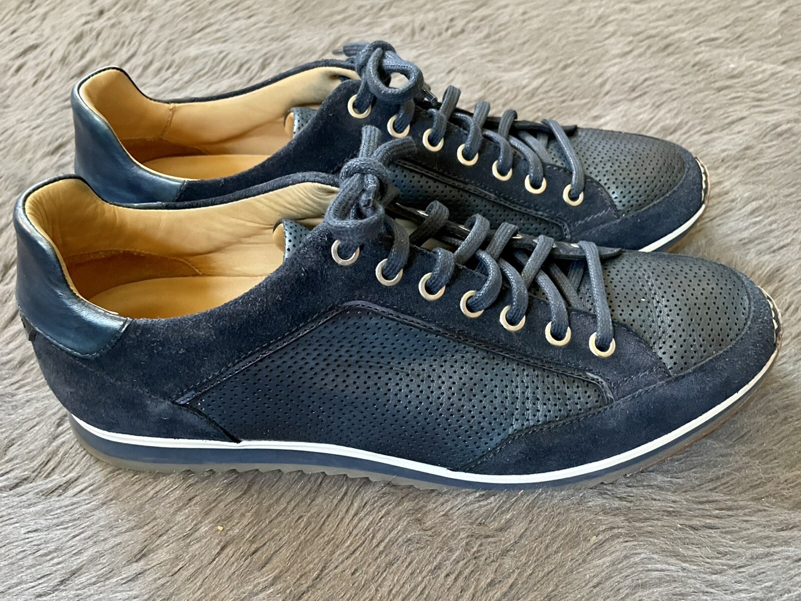 Magnanni Sabino Navy Blue Leather Suede 