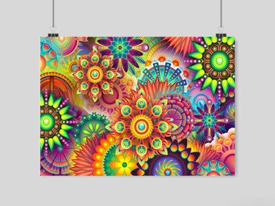 TRIPPY PSYCHEDELIC POSTER BRIGHT ABSTRACT FANTASY ART PRINT A3 A4 SIZE ...
