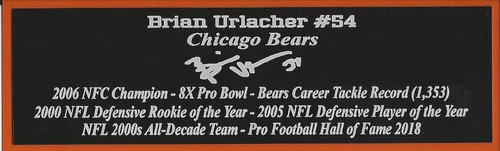 Brian Urlacher Autograph Nameplate Chicago Bears Helmet Jersey Football HOF 2018