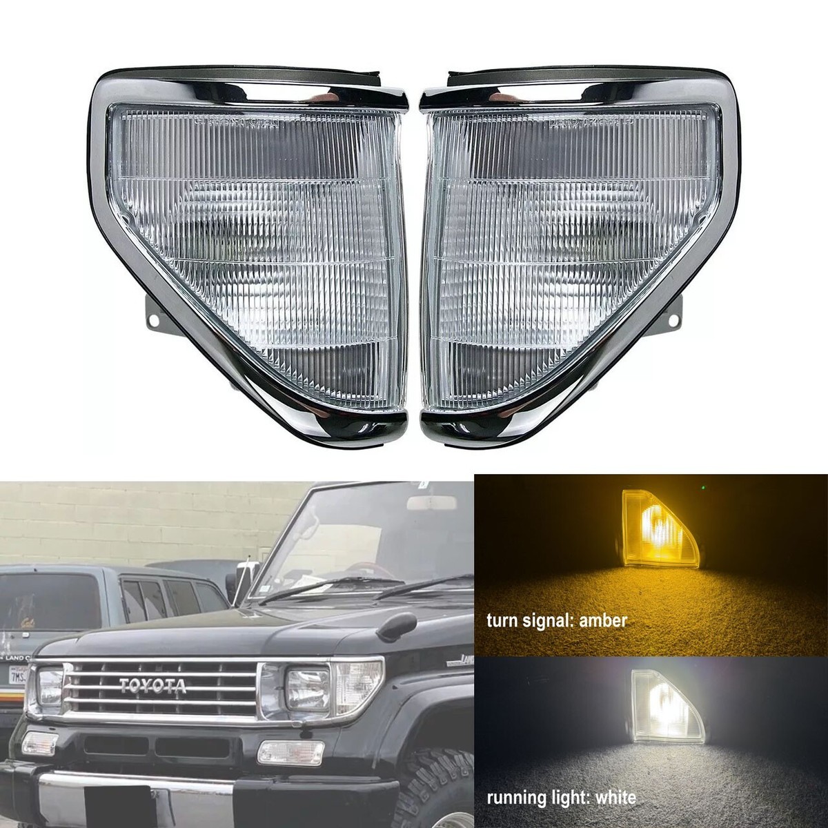 ライト・ランタン Kn One Off Shade + Kn Stripe Amber LED Front Corner Signal Side Marker Light For Land Cruiser