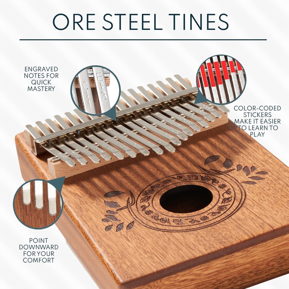 UNOKKI Kalimba 17 Key Thumb Piano | Premium, lichtgewicht en duurzaam mahonie Marimba Mbira - chocoladebruin | Angst & Stress Relief Instrument | Geweldig cadeau voor kinderen en volwassenen