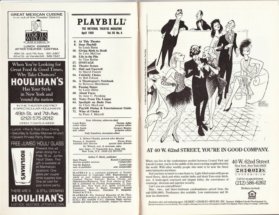 PLAYBILL "ANYTHING GOES" AT THE LINCOLN CENTER THEATRE AT VIVIAN ...