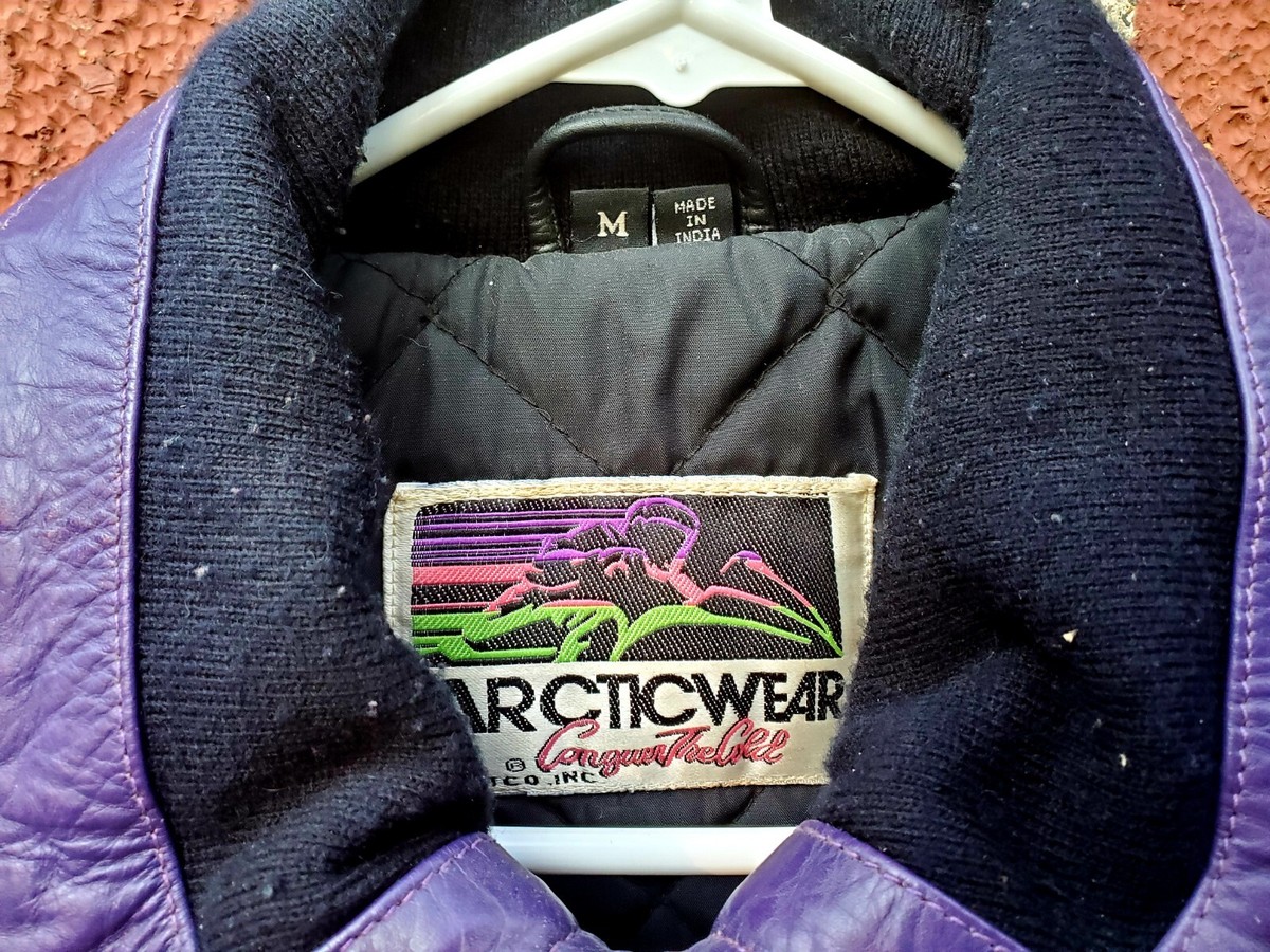 Vintage Arcticwear Arctic Cat Leather Insulated Snow Jacket Bomber
