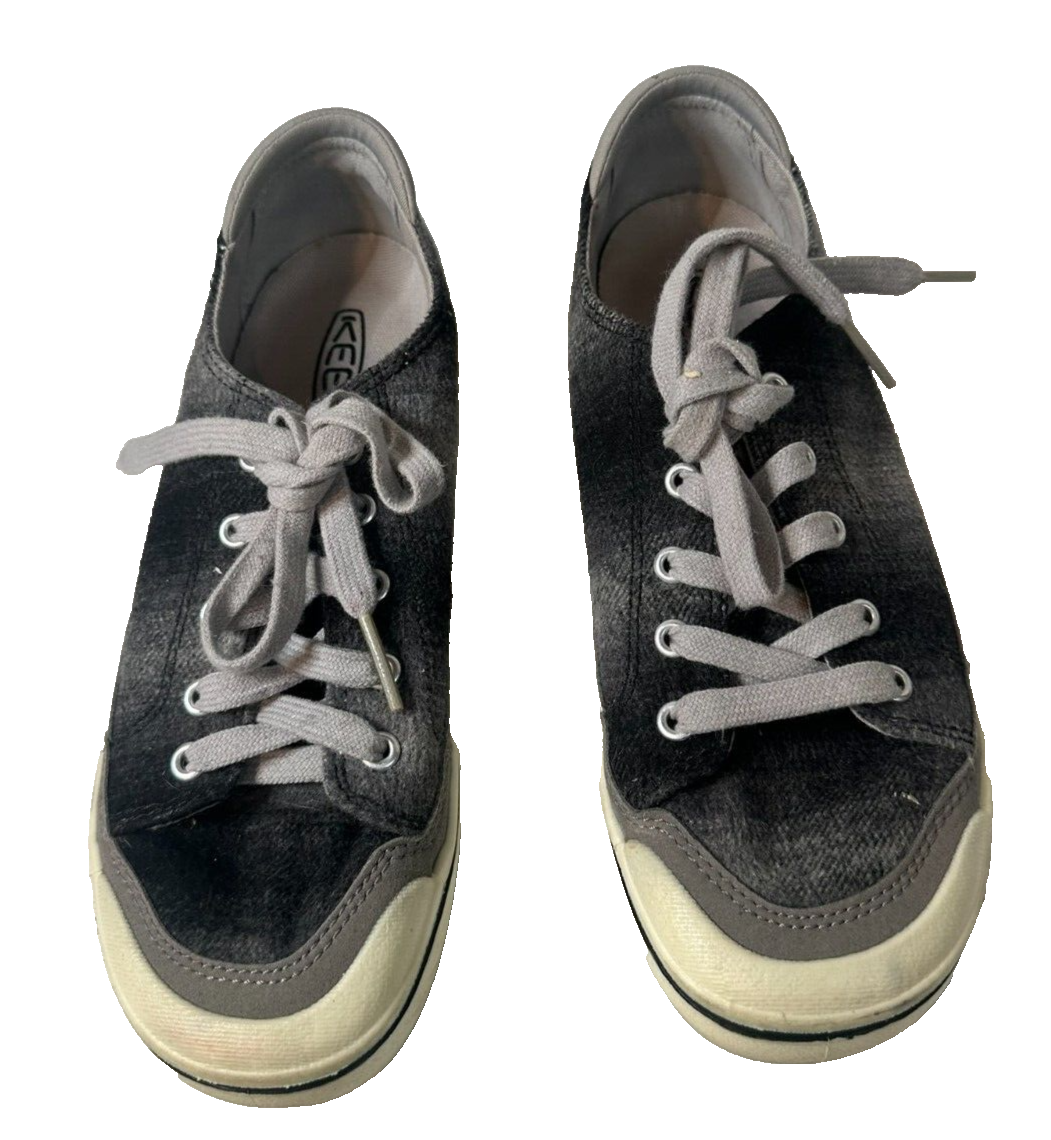 Keen ELSA IV ~ Sneakers Wo's 7 ~ Nero Grigio Plaid Comfort Scarpe Casual ~ Ottime Condizioni!