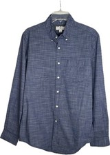 Club Room Men's Shirt Navy Slim Fit Micro Checked Size S