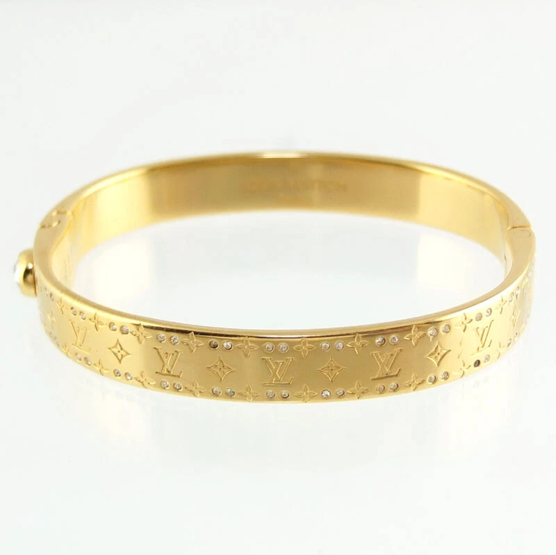 LOUIS VUITTON M64861 Nanogram Strass Bracelet Gold Metallic 6.69