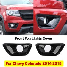 Black Fog Lamp Cover Side Fog Lights Bezel Decor Trim For 14-18 Chevy Colorado