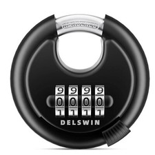 4 Digit Combination Disc Lock with Hardened Steel Shackle, Silver Lock for Sheds