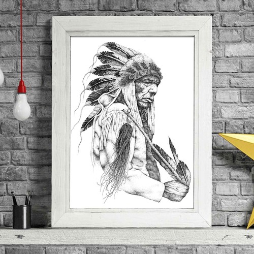 NATIVE HEADDRESS - Apache Poster Picture Print Sizes A5 to A0 **FREE DELIVERY** - 第 1/14 張圖片