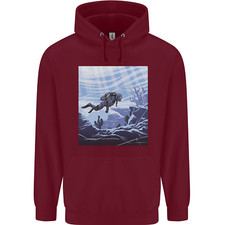 A Deep Sea Scuba Diver Diving Mens 80% Cotton Hoodie