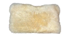 Lovesac Throw Accent Pillow Gray Cream Rare 100% Sheepskin Rectangular 19x12