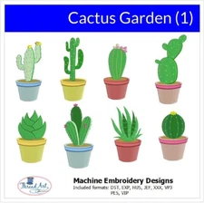 Embroidery Design Set - Cactus Garden - 8 designs - 9 Formats - USB Stick