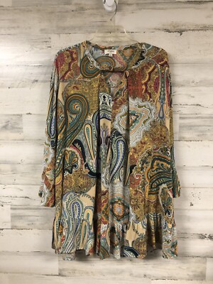 Umgee Paisley Oversized Tunic Top Sm Psychedelic Bell Sleeves Hippie Festival
