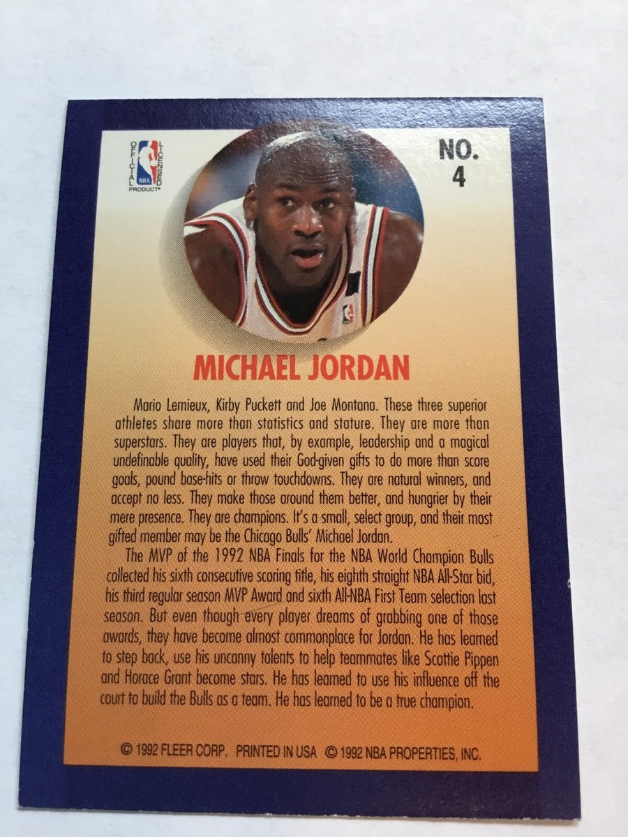 Michael Jordan Chicago Bulls Team Leader 1992-93 Fleer