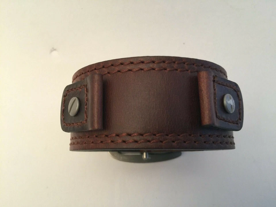 Correa de reloj Hadley-Roma de 18 mm y 20 mm de cuero marrón ancho en X estilo militar 912 Foto 3 de 4