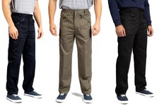 Mens 25" Leg Thermal Lined Action Trousers Polycotton Side Elasticated Work Pant