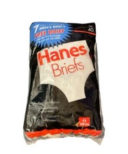 7 Pairs - VTG Hanes Briefs Size 40 - 100 Cotton Pack Of 7 - White 1996 90s New