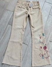 River Island 12 R W32 L33 Mid rise skinny kick flare Embroidered cord jeans NEW