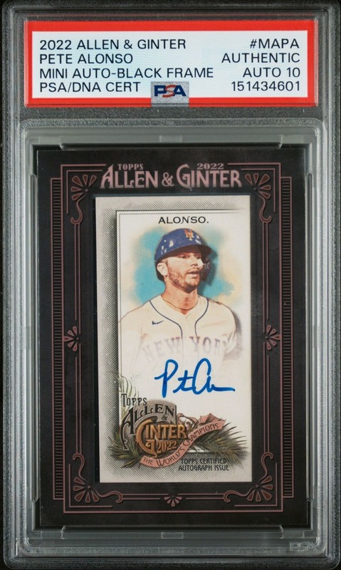 💥22 Allen & Ginter Mini Autograph Pete Alonso SSP BLACK /25 Pop 1 PSA 10 Auto💥