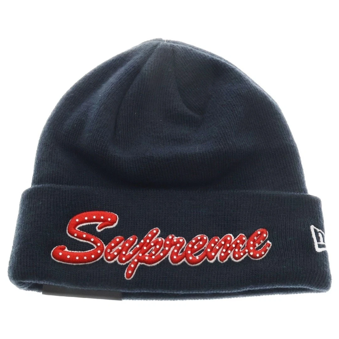 SUPREME 18AW NEW ERA SCRIPT BEANIE LOGO TRICOT MARINE Occasion cec9236946f0e6c74d6947b19