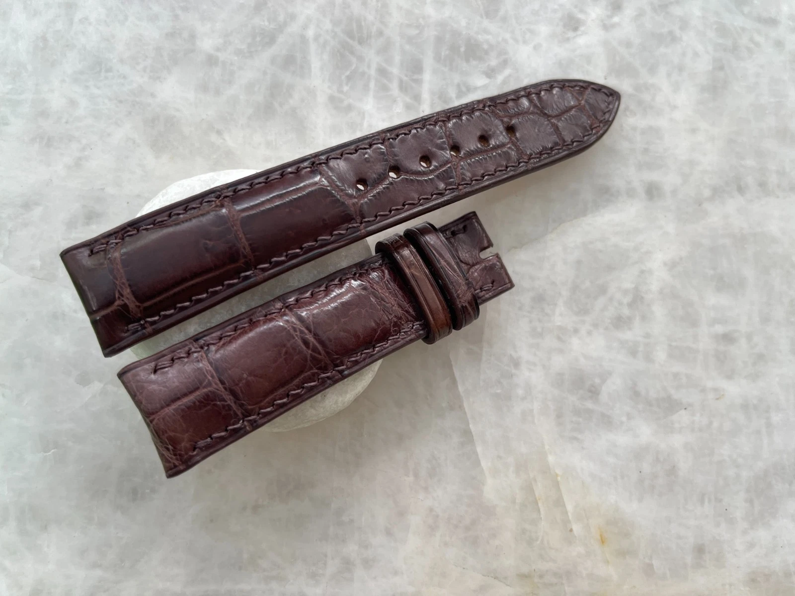 20mm/18mm Brown Alligator Crocodile Print Leather Watch Strap Band