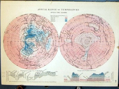 Old Johnston Map Annual Rainfall Temperature Geographical Earth'S Cru