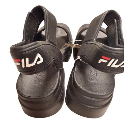 Fila Women Platform Slingback Sandals Size 7 Black Chunky Lug Y2K