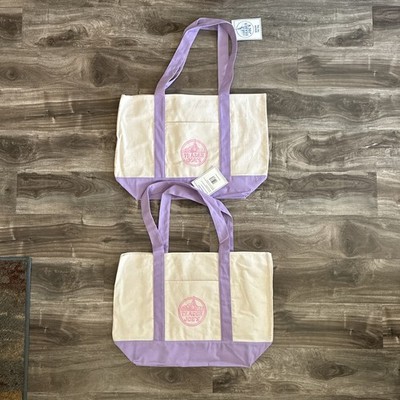 2X Trader Joe s Canvas Large Lavender Tote New Tags RARE CUTE purple trader joes