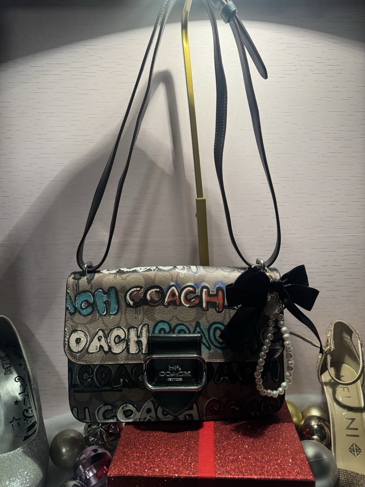 Coach Crossbody bag in signature canvas with graffiti print.
