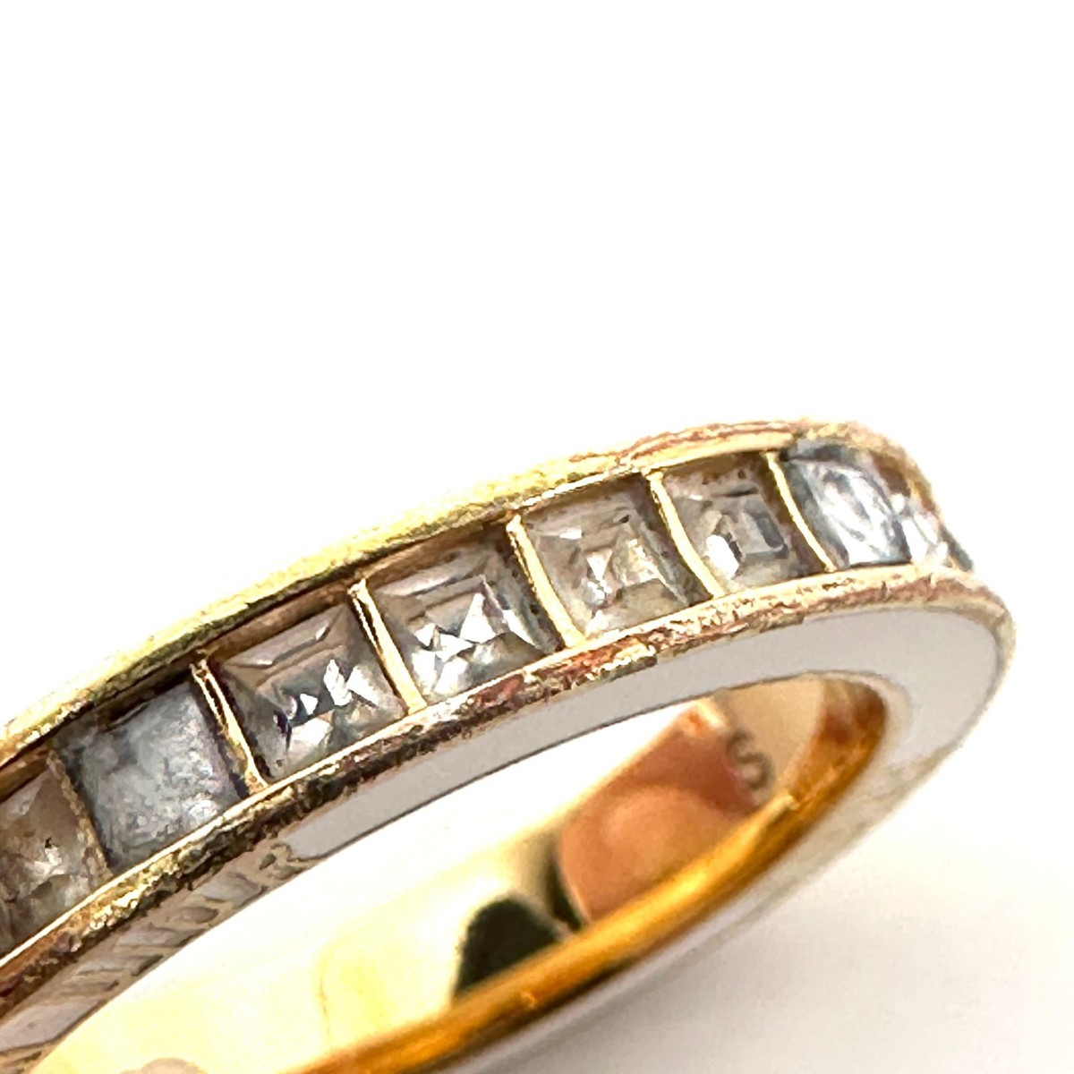 Christian Dior Crystal Ring Gold Plated Paris Logo Size 10 with