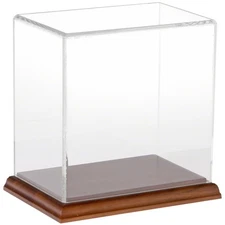 Plymor Clear Acrylic Display Case with Hardwood Base, 6" W x 4" D x 6" H