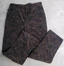 Vintage Ralph Lauren Corduroy Womens 10 Petite Brown Paisley Mom Pants Preppy