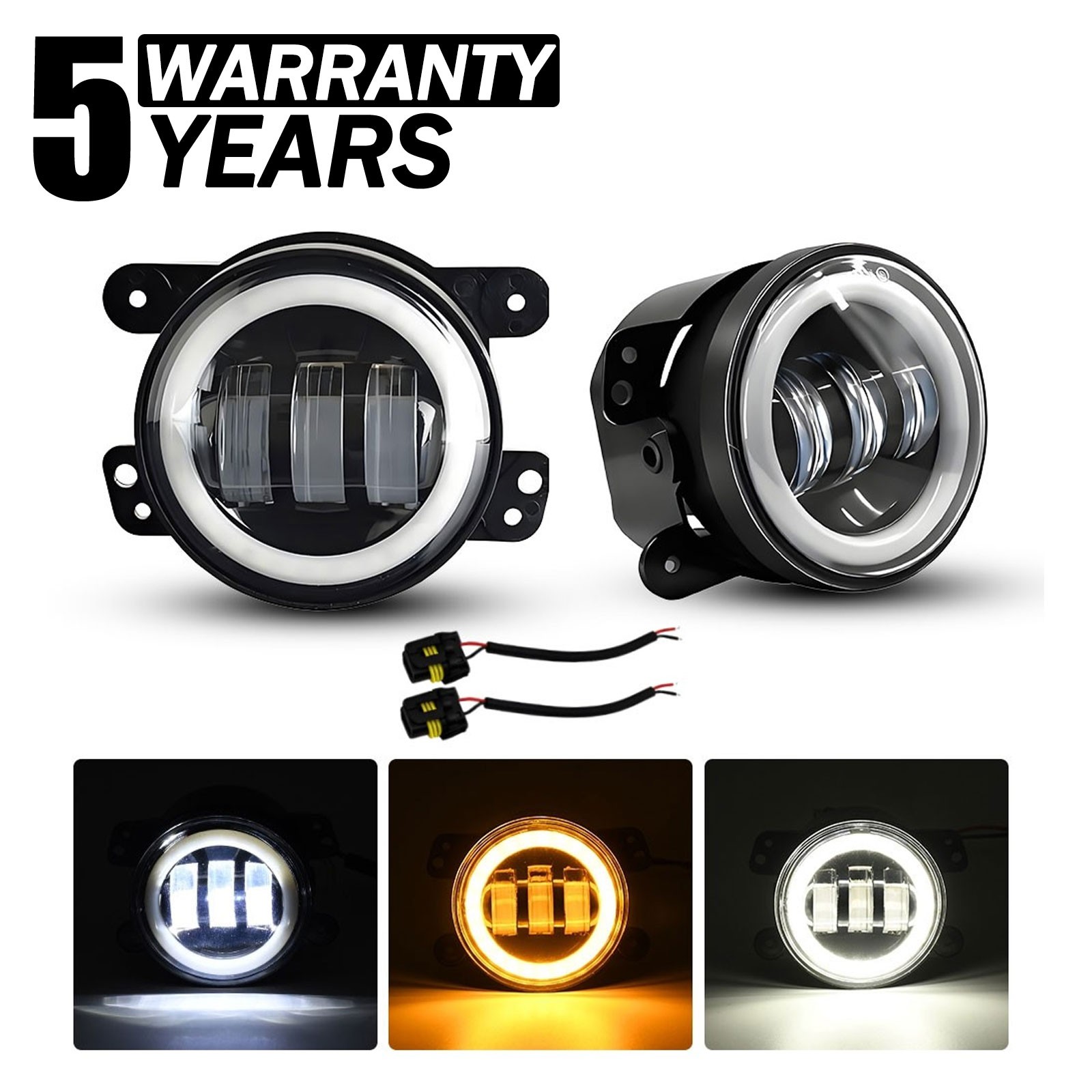 For Ford 2009 2010 2011 2012 2013 2014 F150 Pair 4in Bumper Halo LED Fog Lights