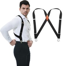 JTCMOJS Black Suspenders for Men Heavy Duty Belt 1.4 Inch Work Mens Suspender...