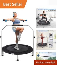 Adjustable 40" Mini Trampoline for Whole-Body Workouts - Supports Up to 220 lbs