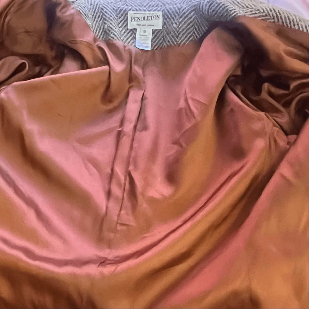 Pendleton Herringbone Tan Button Up Lined Wool Co… - image 7